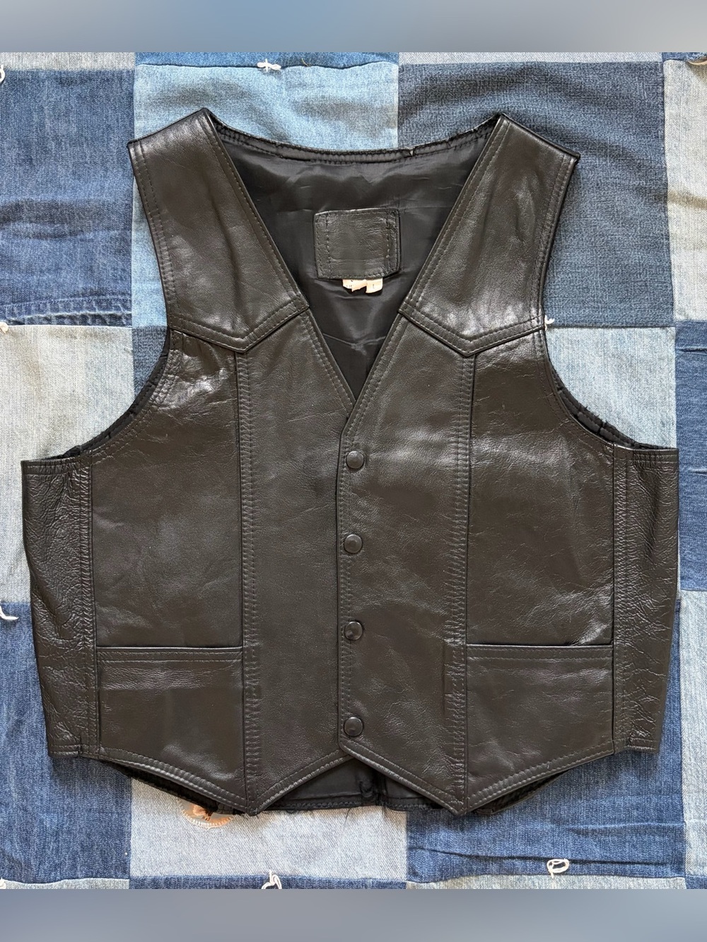 vintage leather vest western size L